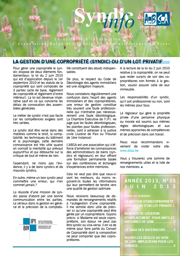 Syndicinfo - N°35 - juin 2013